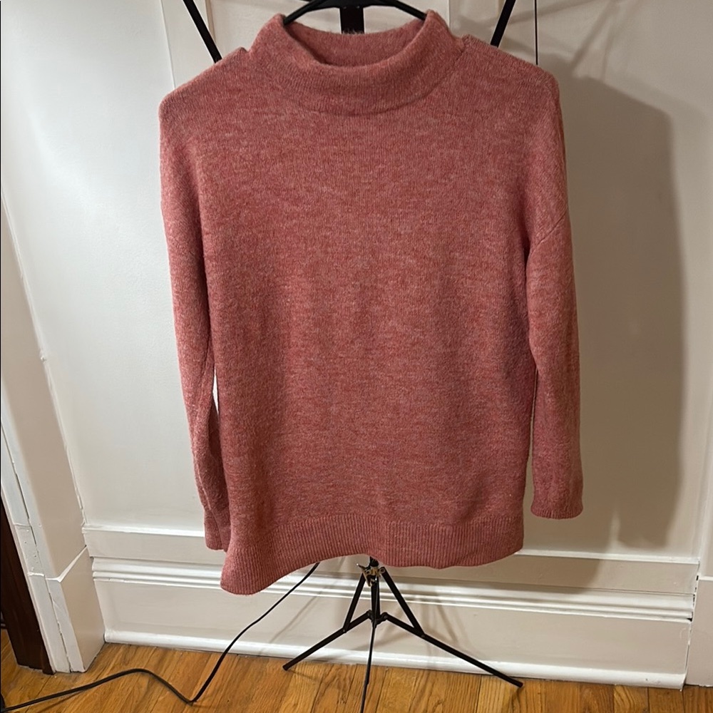 LOFT Pink Cowl Neck Sweater Soft Knit Texture